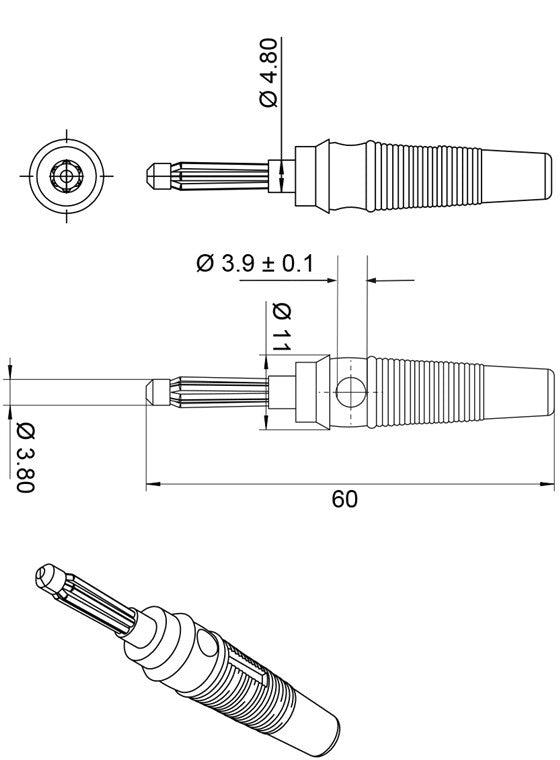 10 Stück 4mm Bananenstecker Bananenschraubkopf schwarz vernickelt Kunststoff Laternenstecker