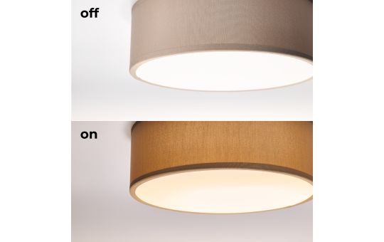 EINLICHT Deckenleuchte rund Ø 30cm | Fabric | moderne Deckenlampe Stoff für 1-Flammig E27 40W Lampenschirm Schlafzimmer Wohnzimmer Stoffschirm, Taupe Braun