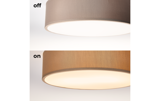 EINLICHT Deckenleuchte rund Ø 38cm | Fabric | moderne Deckenlampe Stoff für 2-Flammig E27 40W Lampenschirm Schlafzimmer Wohnzimmer Stoffschirm, Taupe Braun