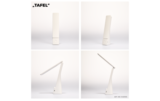 EINLICHT LED Schreibtischlampe | TAFEL | touch dimmbare Schreibtischleuchte kabellos 5W, Leselampe schwenkbar Nachttischlampe neutralweiß 4000K 26cm hoch, USB-C laden, weiß