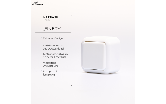 Taster McPower ''Finery'', 250V/10A, AP, weiß
