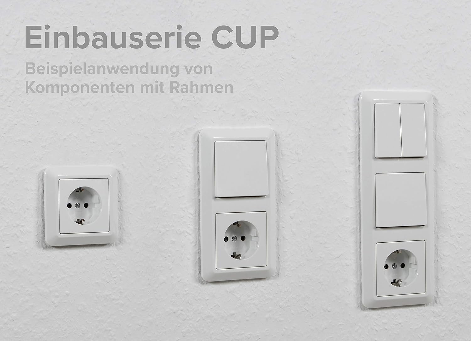 MC POWER - CUP - Wand Steckdosen und Schalter Set | Tür 3-fach | 4-teilig | weiß, poliert