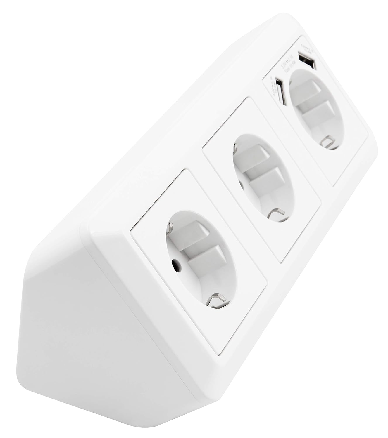 MC POWER Steckdosenblock Ecksteckdose | CUP | Unterbausteckdosen, USB-Steckdose 3x Steckdose 2x USB, 230V~ / 16A, Aufbau Küchensteckdose Mehrfach weiß, poliert