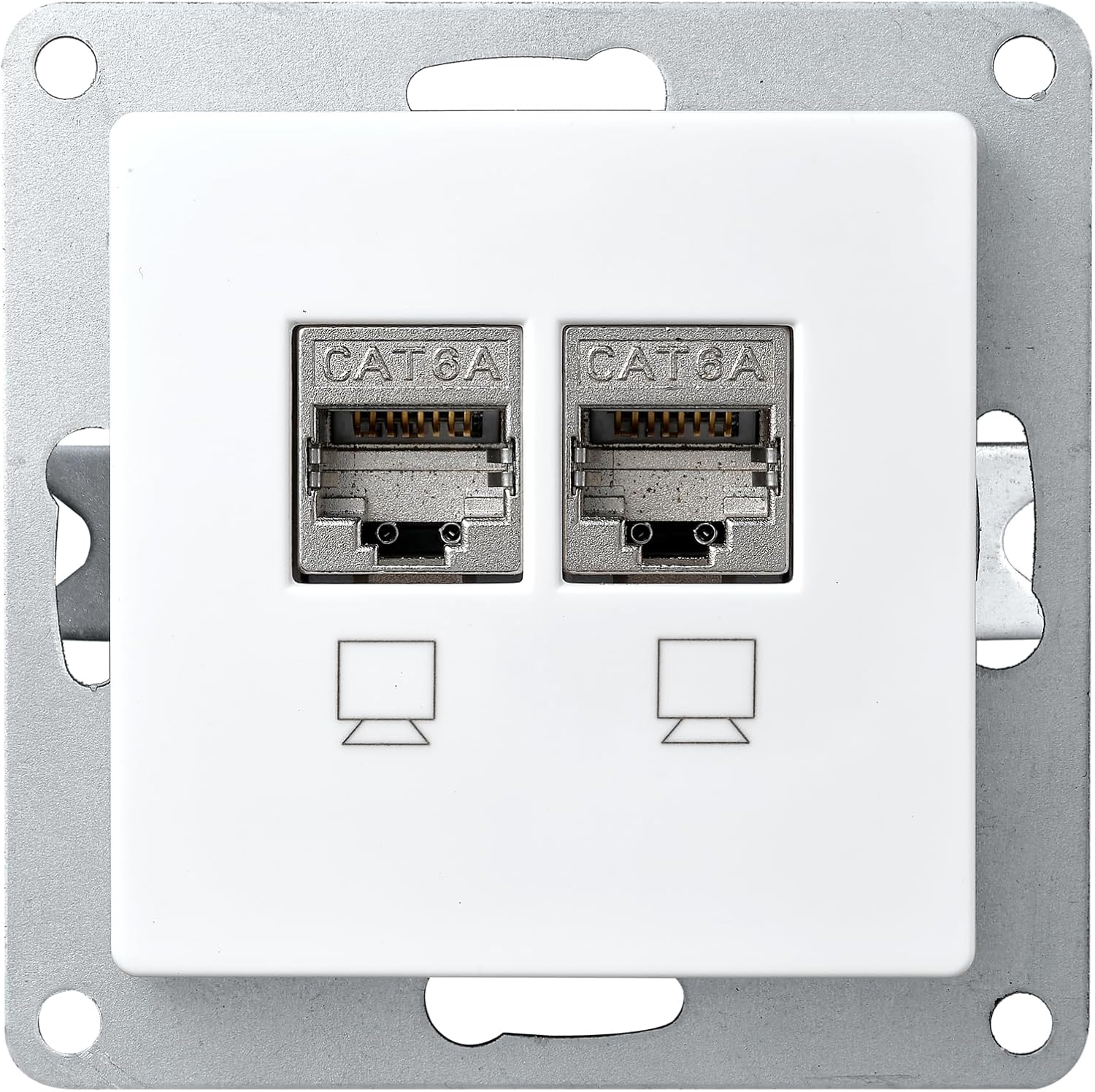 McPower Netzwerk-Dose | Flair | CAT6A, Unterputz, vollgeschirmt, 10 Gbps, IP20, 500 MHz, ideal für Moderne Netzwerkinstallationen, weiß