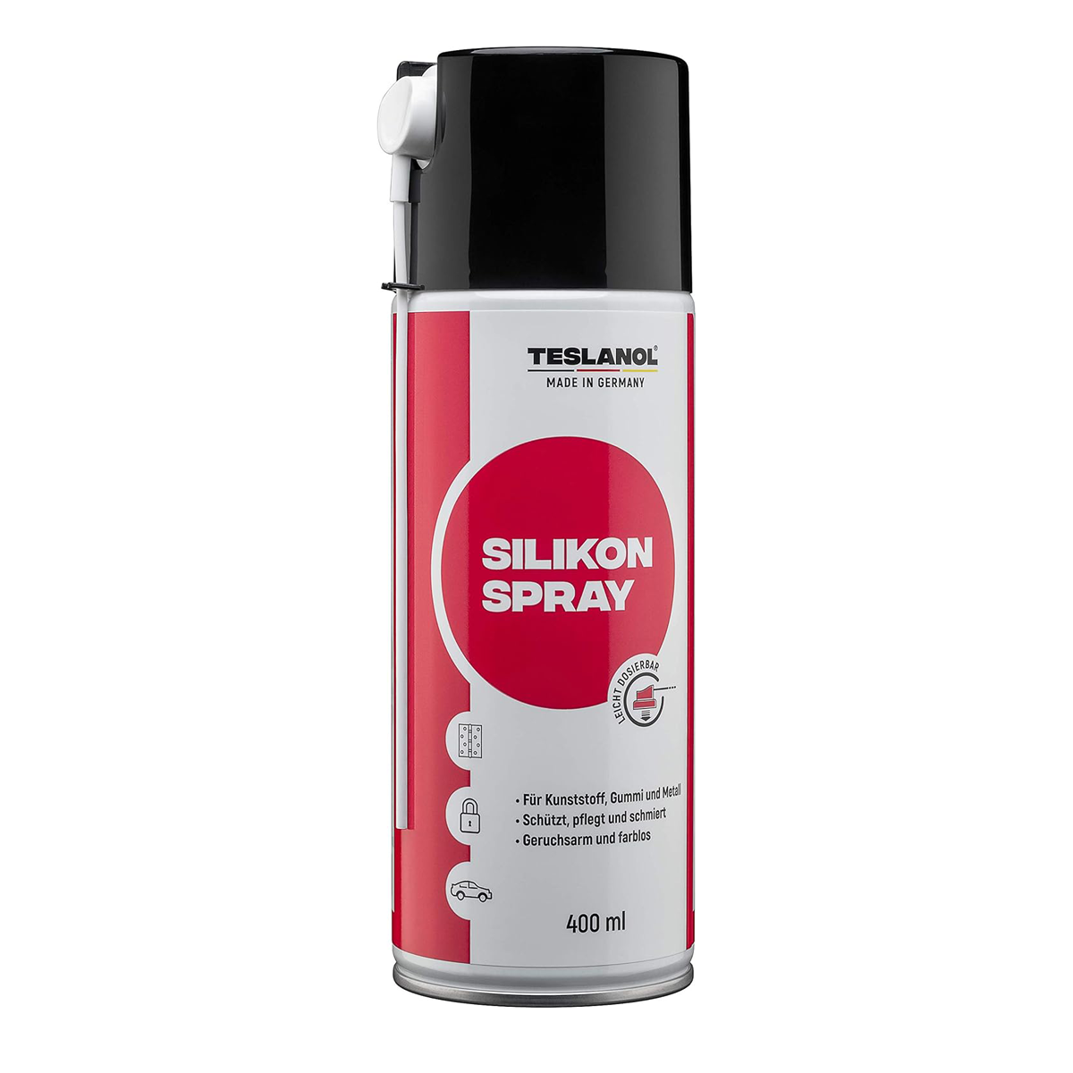 TESLANOL 26042 Silikonspray zur Reinigung & Pflege / Schmiermittel für Gummi Kunststoff & Metall / Silikon Spray Silikonfettspray für Fenster & Türen / Dose 400ml