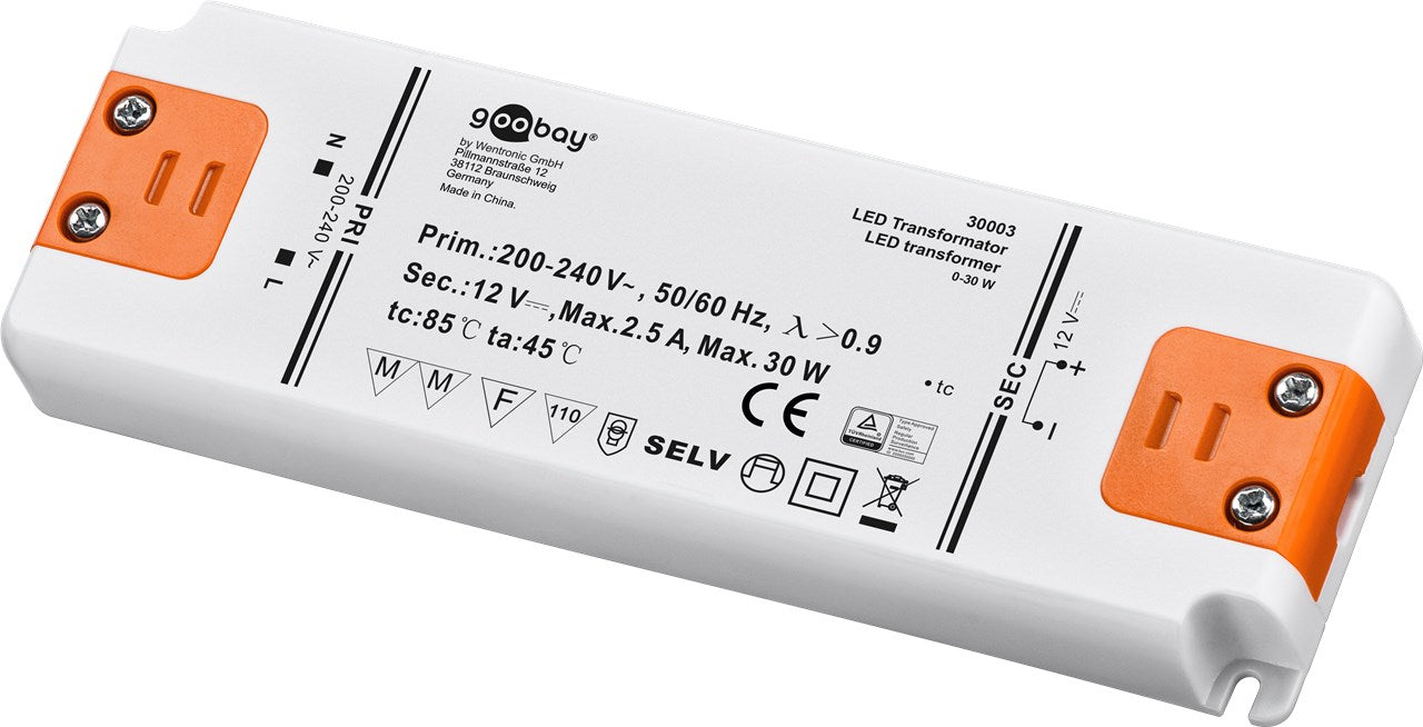 LED Trafo 230V auf 12V LED Spot 12V Transformator 30W Gesamtlast LED Treiber 12V DC Gleichspannung LED Driv