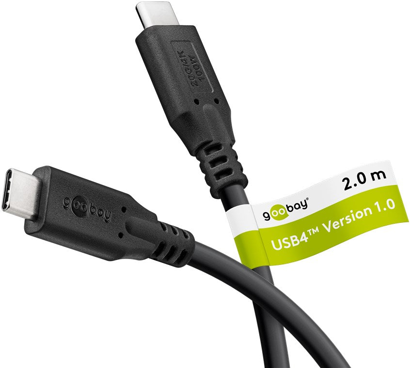 goobay USB-C Gen 4 Kabel 100 W Schnellladekabel 20 Gbits Datenübertragung (PD) / Typ C Ladekabel Thunderbolt 3 & 4 Datenkabel/MacBook, iPad, HP, Dell / 2m