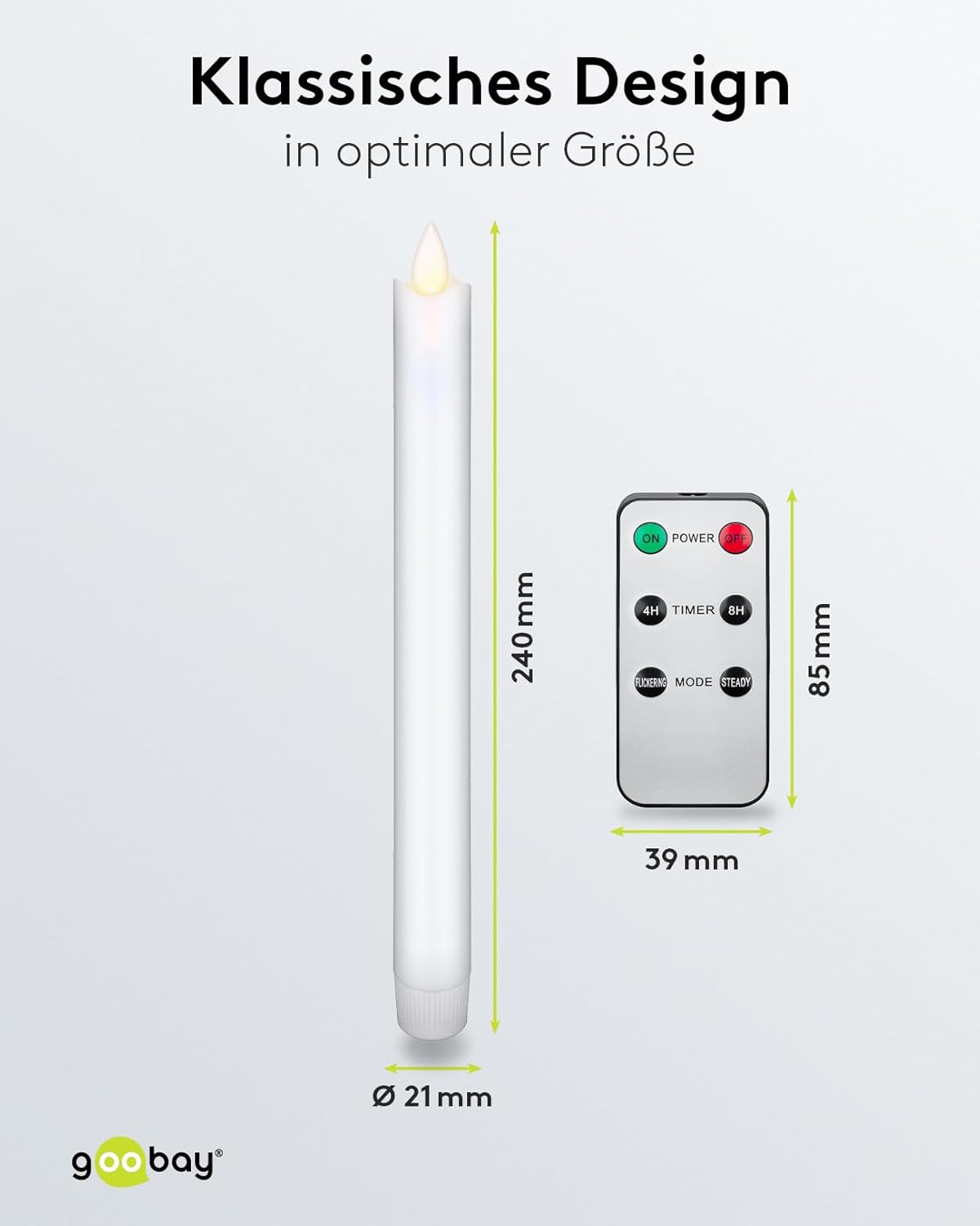 LED Stabkerzen mit Timerfunktion / LED Kerzen mit Fernbedienung / Warmes Licht LED Kerze / LED Echtwachskerzen flackernde Flamme / Elektrische Kerzen 5er Set / Weiß