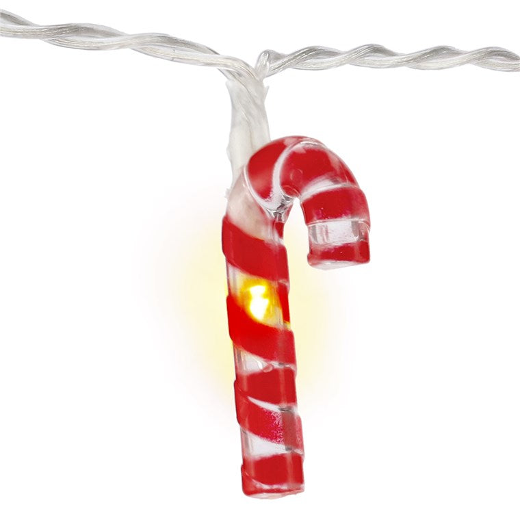 goobay 10er LED Zuckerstangen Lichterkette, Zuckerstäbe, Candy Cane Weihnachtsbeleuchtung, warm-weiß leuchtend, Timerfunktion, rot, weiß, Klar