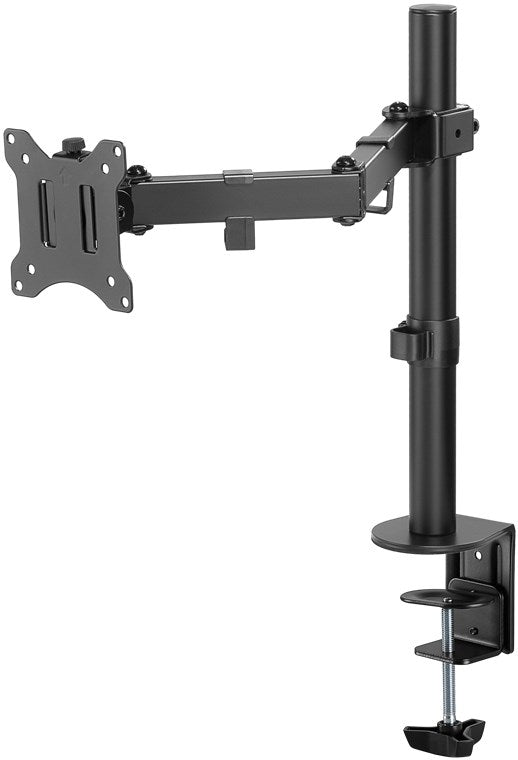 Goobay Monitorarm Single Flex – 17–32 Zoll Bildschirm – Tischhalterung VESA 75 und 100 mm – drehbar, schwenkbar und neigbar – höhenverstellbare Halterung – maximale Belastung 8 kg – Schwarz