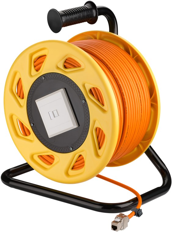 Netzwerk Kabeltrommel 50m Outdoor CAT 7A Kabel RJ45 Keystone Buchse Netzwerkkabeltrommel Netzwerkkabel Verlängerungskabel 50m Orange