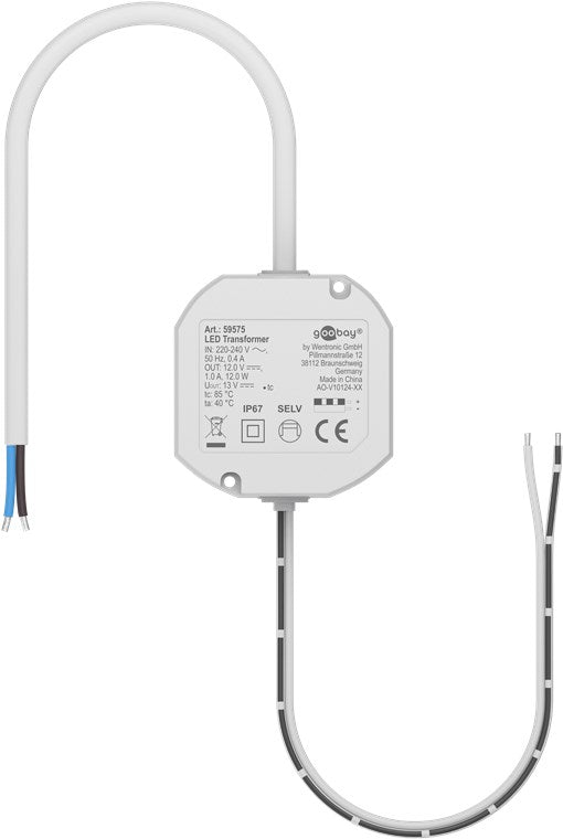 Goobay LED Trafo mit 12V und 12 Watt / Transformator wandelt von 230V AC in 12V DC um