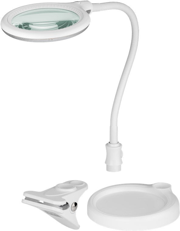 goobay LED Lupenleuchte - Lupenlampe mit Standfuß - Standlupe Licht - 6 W Leistungsaufnahme - Farbtemperatur 6200 K – Lichtstrom 480 lm, Weiß