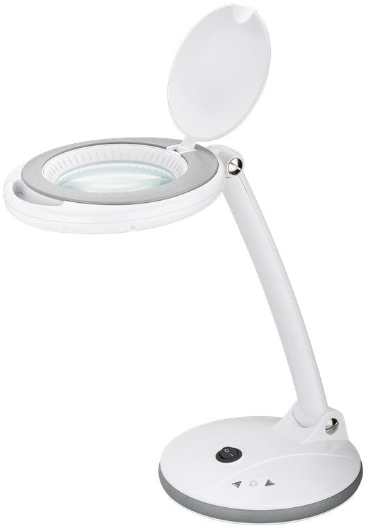 goobay Dimmbare LED Lupenleuchte / Lupenlampe mit Standfuß / Standlupe Licht / 6 W Leistungsaufnahme / Farbtemperatur 6500 K / Lichtstrom 450 lm / Betriebsspannung 230 V (AC), Weiß