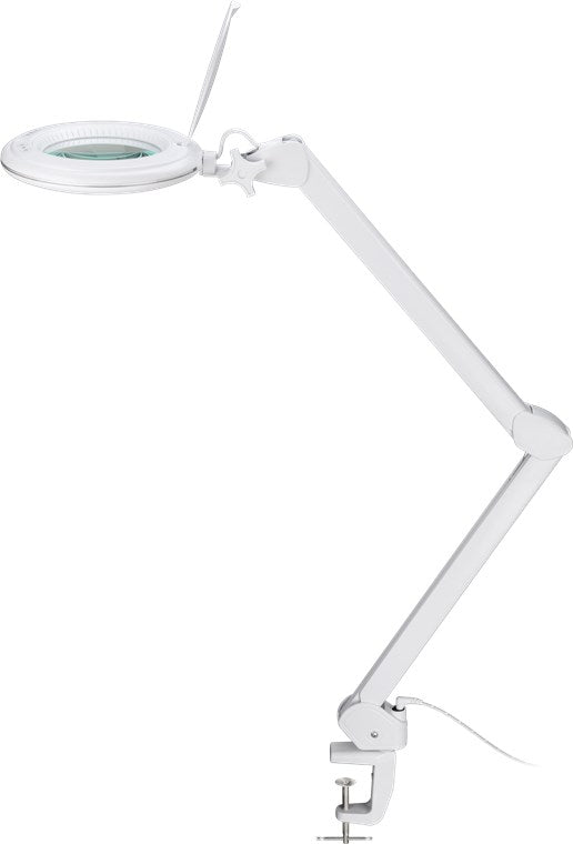 goobay LED Lupenleuchte mit Klemme / Lupenlampe aus Plastik / 10 W Leistungsaufnahme / Lichtstrom 800 lm / Betriebsspannung 230 V (AC) / Weiß [Energieklasse F]