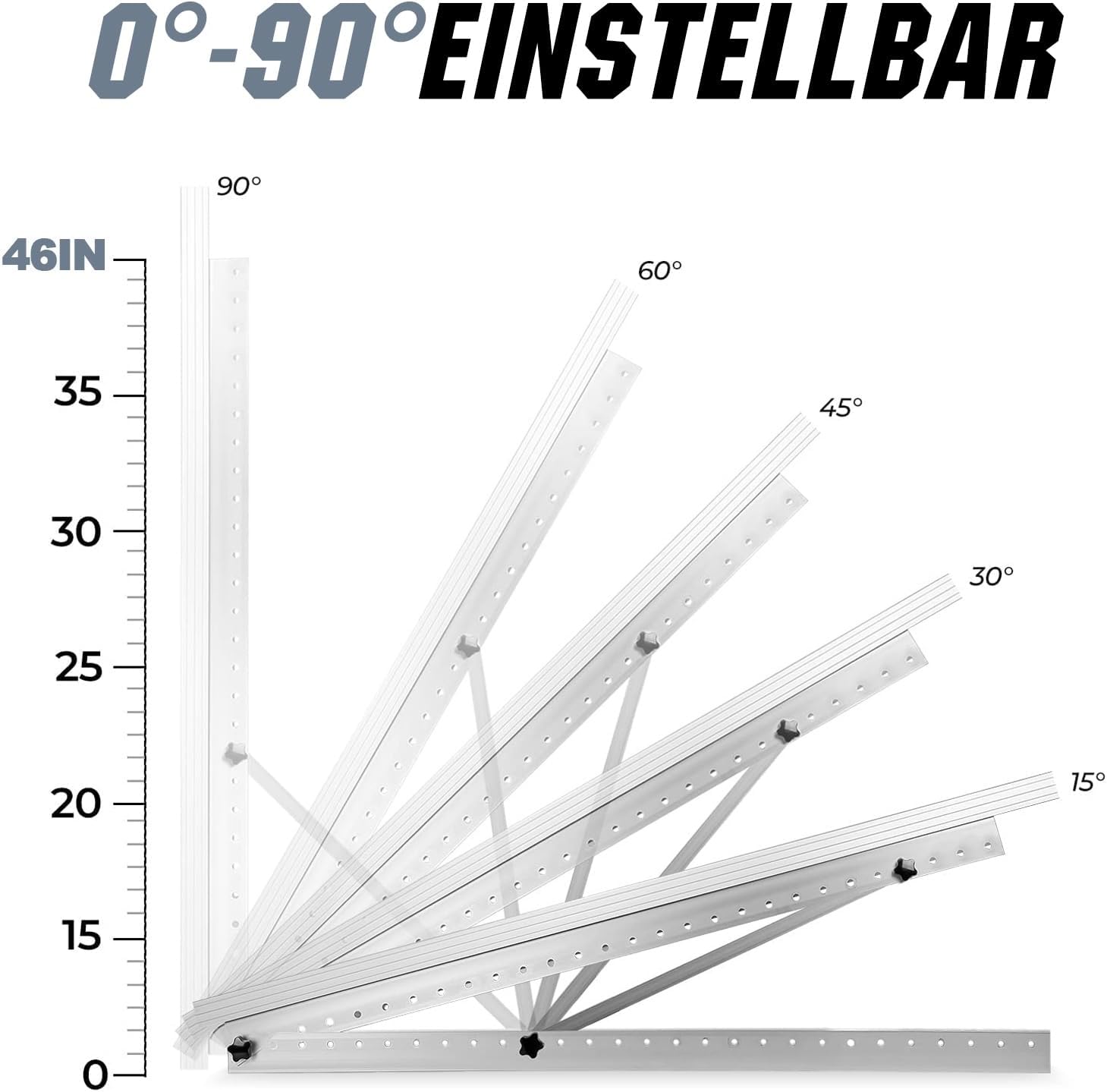 Solarmodul Halterung 118 CM ( 46 Zoll ) 2 Sets, Robuste Solarmodule Montageset Aufständerung, Photovoltaik-Halterung 0°- 90° Einstellbar, Neigungshalterungen für Balkonkraftwerk Halterung