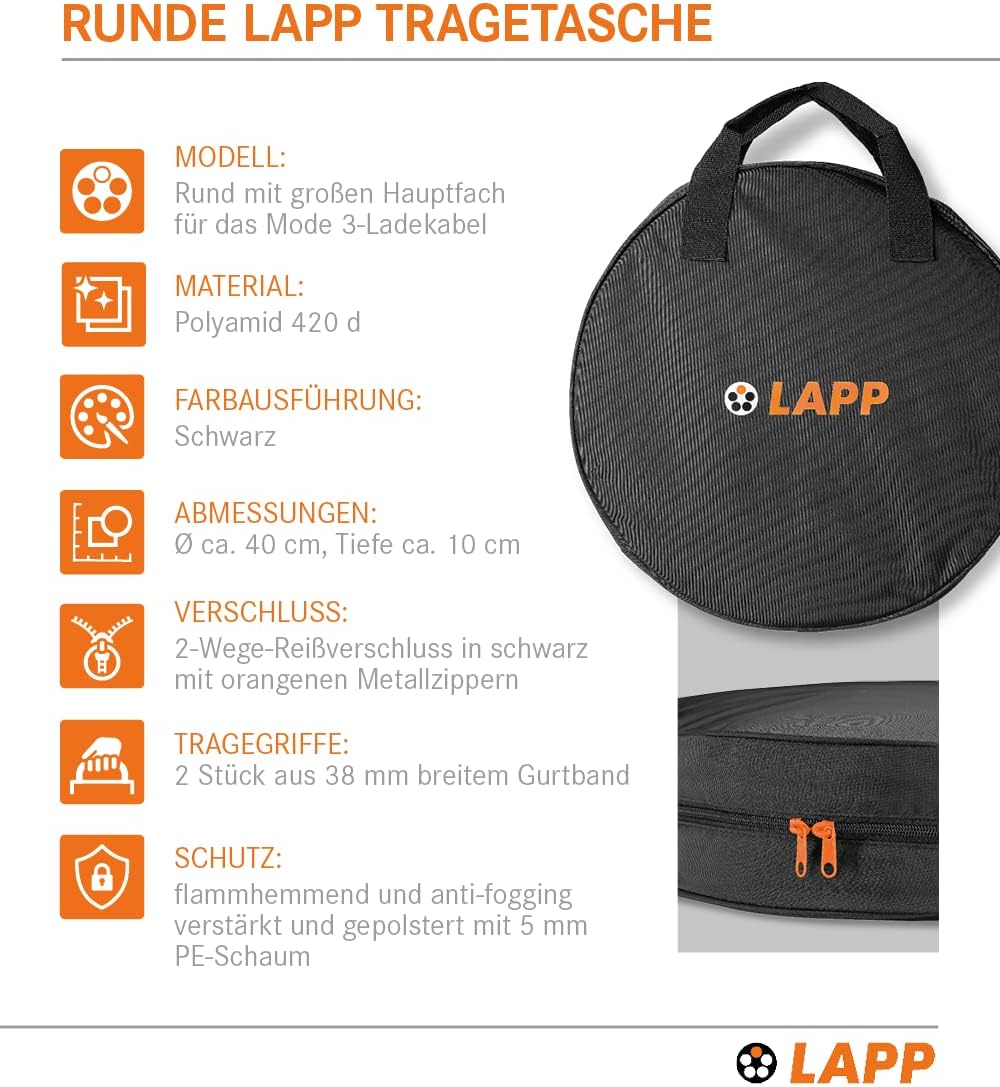 LAPP MOBILITY Tasche für Mode 3 Ladekabel / Schwarz