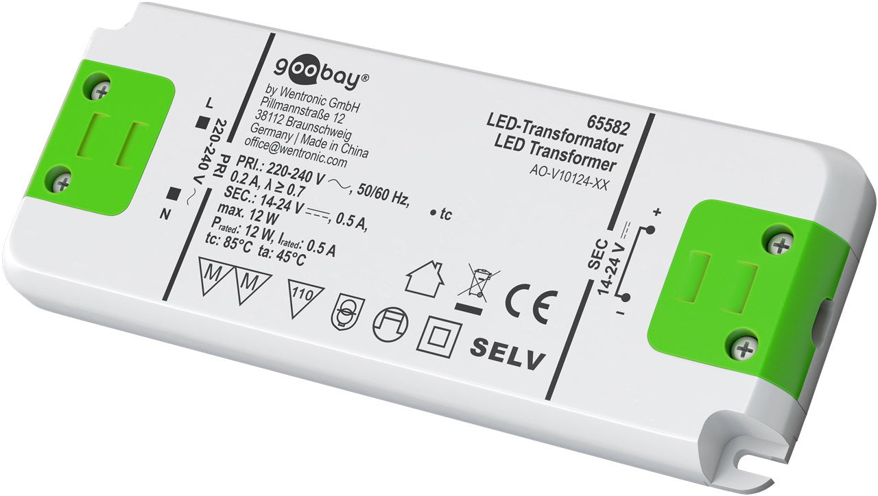 Goobay LED Trafo 500 mA / 12 W / LED Transformator für Konstantstrom / LED Treiber Konstantstromquelle / Transformator Innenbeleuchtung / Netzteil Licht