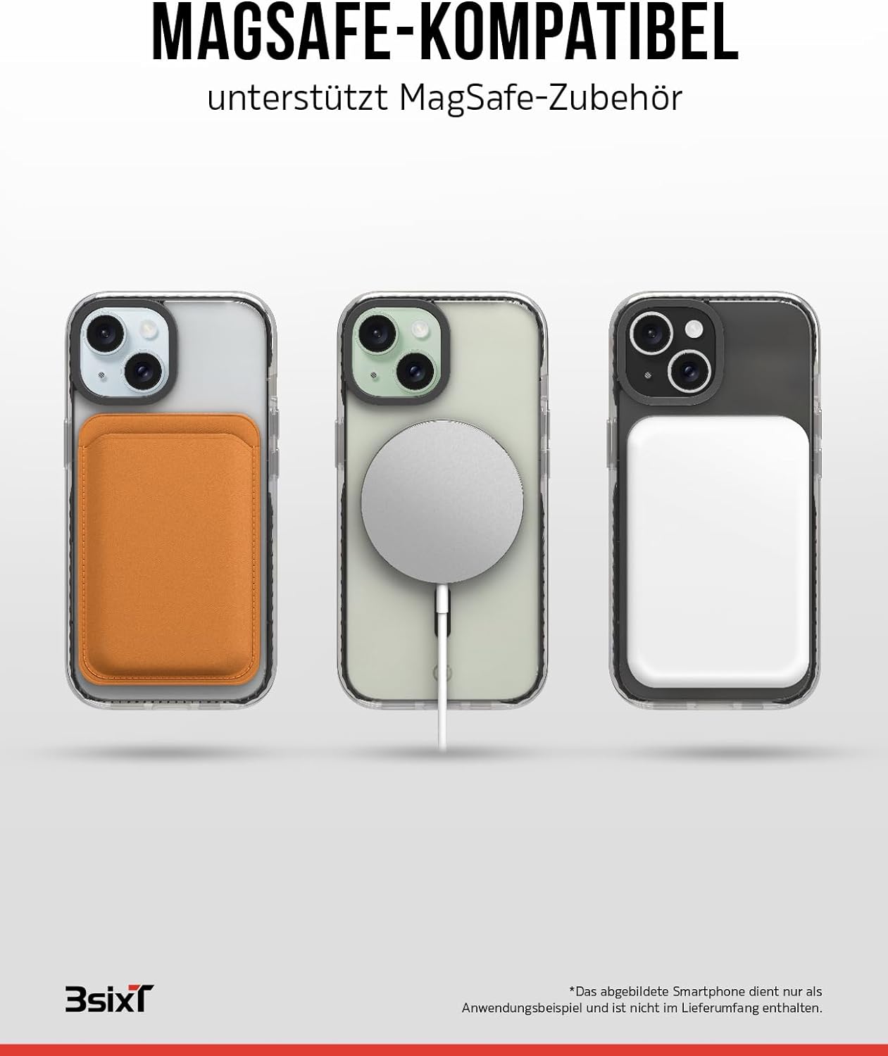 3sixT 65917 3in1 Protection Bundle für iPhone 15 / Hülle Displayschutz & Kamera Schutz Set/Inkl. Handyhülle Panzerglas Kamera Protektor stoßfest / 3in1 Hüllen Set