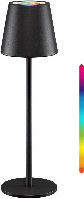 LED Tischleuchte kabellos / stufenlos dimmbar mit Touch Steuerung / LED Akku Tischlampe für Innen und Außen / 150lm und RGB-Lichtfarben - 3000K warmweiß, USB-C, Schwarz