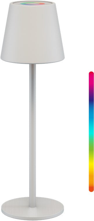 LED Tischleuchte kabellos / stufenlos dimmbar mit Touch Steuerung / LED Akku Tischlampe für Innen und Außen / 150lm und RGB-Lichtfarben - 3000K warmweiß, USB-C, Weiß