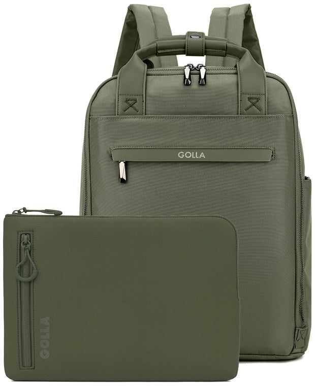 Laptop Rucksack 15.6" mit Sleeve 13" als Set in green