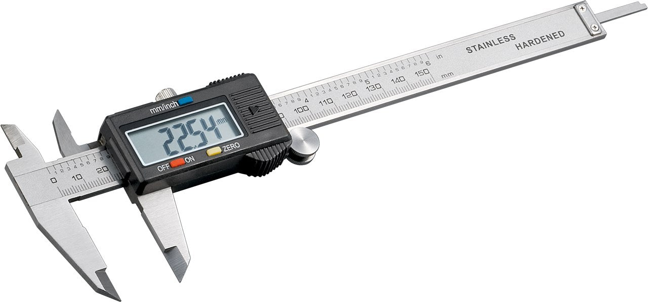 Messschieber digital 0 - 150 mm / Elektrische Schieblehre digital 6 Zoll / Für Tiefen-, Außen- & Stufenmessung / Mit LCD Display / Rostfreier Edelstahl