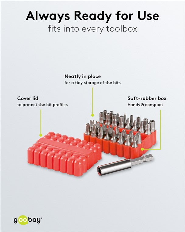 Bit Set Universal 33 Teile / Bitsatz mit magnetischen Bithalter 6,35mm / S2 Werkzeugstahl / Steckschlüsselsatz inkl. Box / Magnetische Bits / Bitbox Werkzeugset