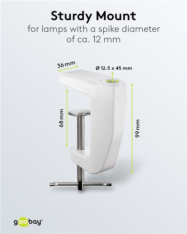 Goobay Tischklemme für LED Lupenleuchte zur Montage an Tischplatten von 0 - 60 mm Lupenlampen Lupe Metall Befestigung / Weiß