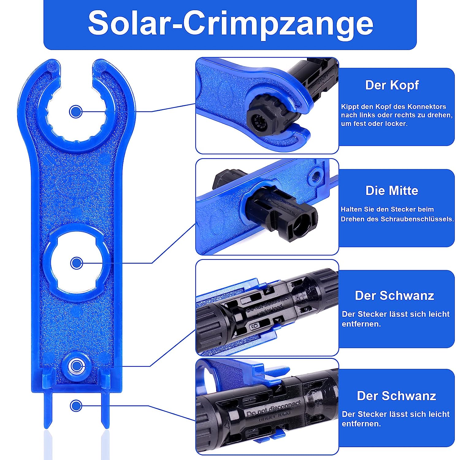 40 Paar Solarstecker Crimpzange Set für 2,5/4/6mm² Solarpanel P-V Kabe