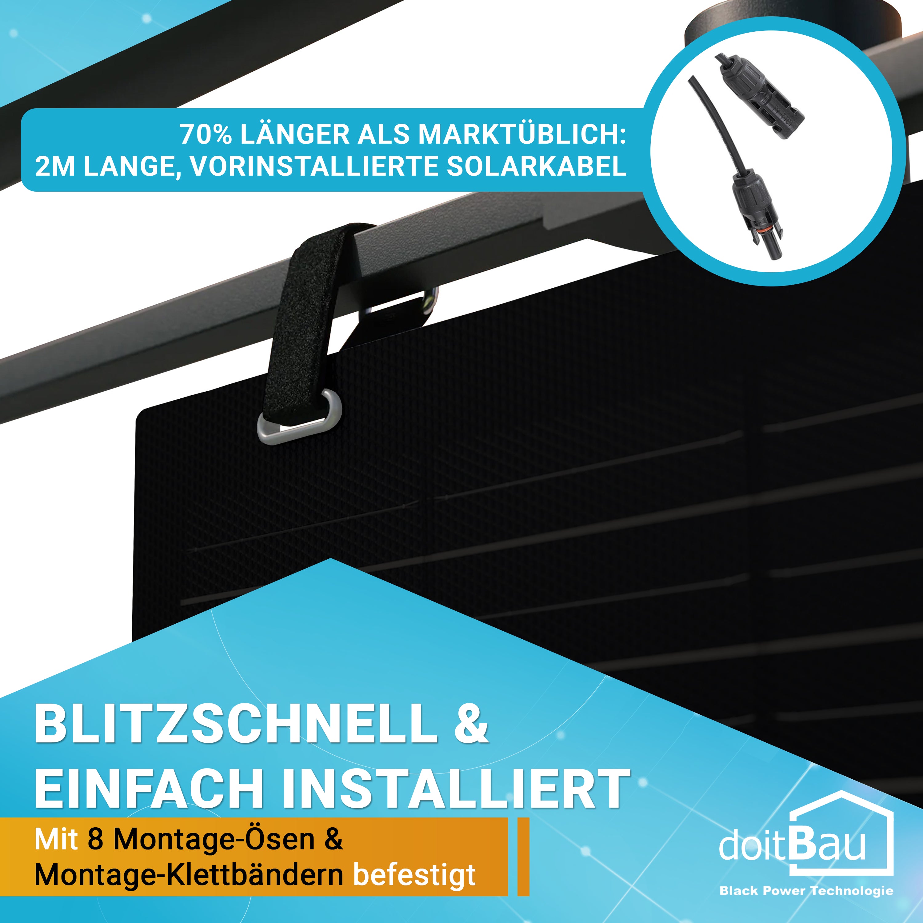 Balkonkraftwerk 800W FLEX Solarmodul Solarpanel Solaranlage Photovoltaik (Anschluss vorne)