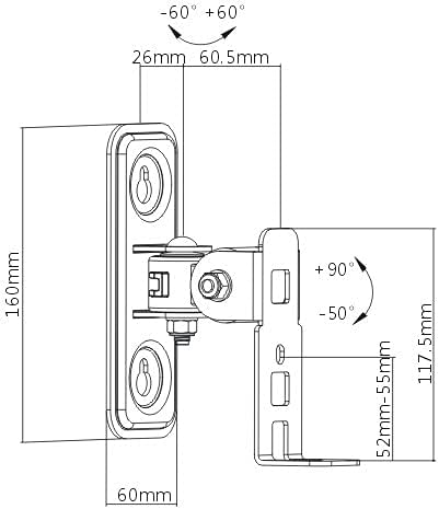 mywall HS12L Wandhalterung für SONOS One Play:1 Lautsprecher neigbar schwenkbar Tragkraft: 2 kg Schwarz 2 Stück im Set