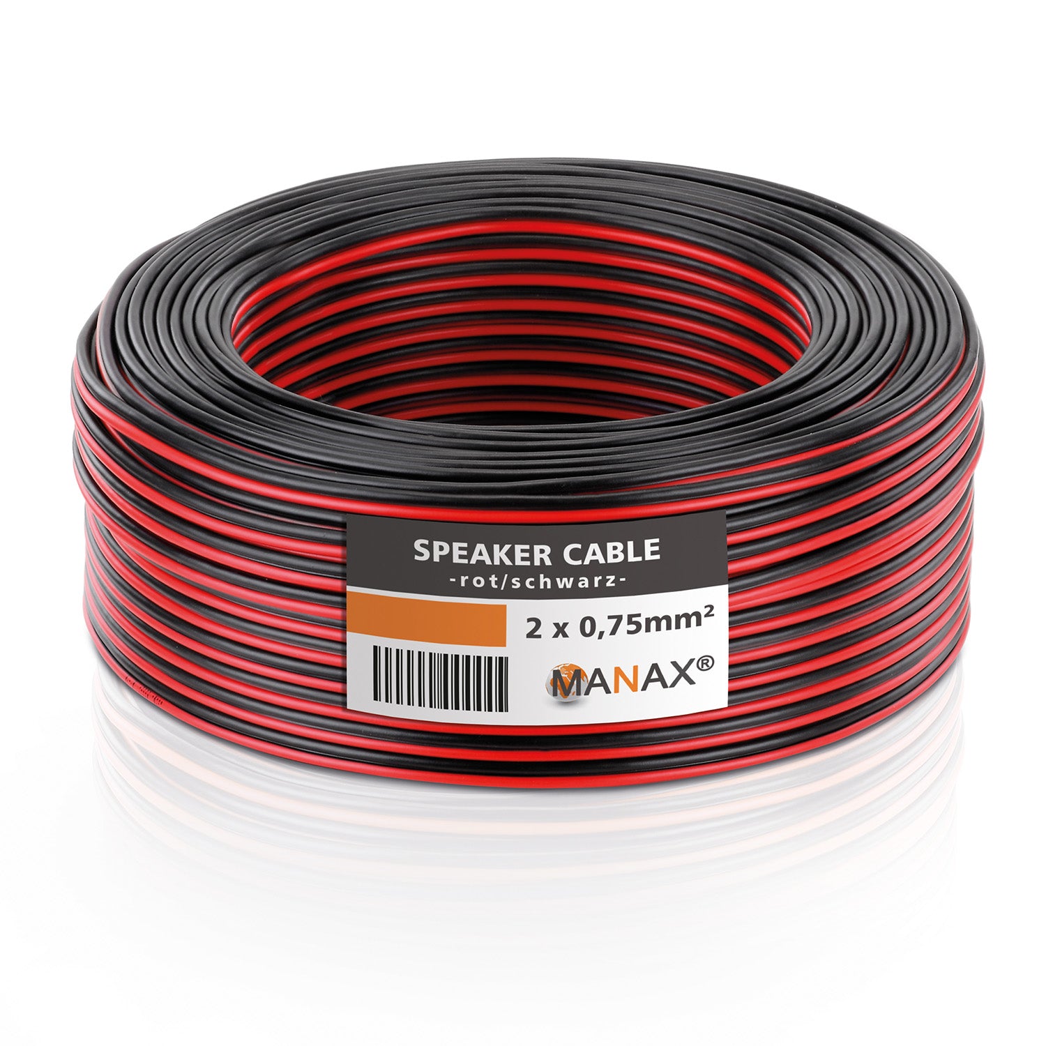 10m Lautsprecherkabel Boxenkabel 2 x 0,75 mm² CCA Kupfer rot / schwarz Audio Kabel