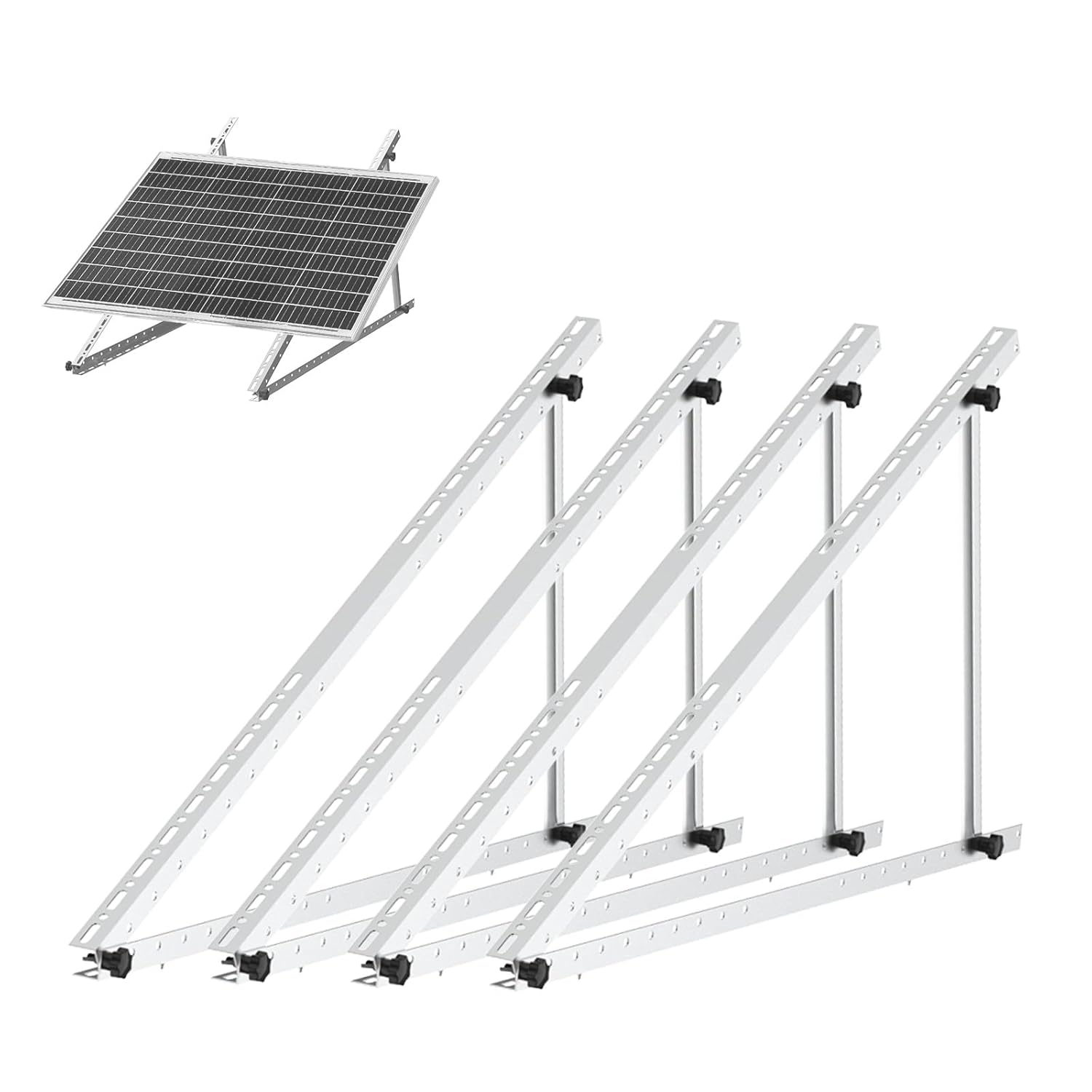 Solarmodul Halterung für 2 Module - 46,5 Zoll Photovoltaik Universal Solarmodul Halterungen 118CM Balkonkraftwerk Halterung, Winkel einstellbar 0-90° für Dachhalterungen Solarmodule