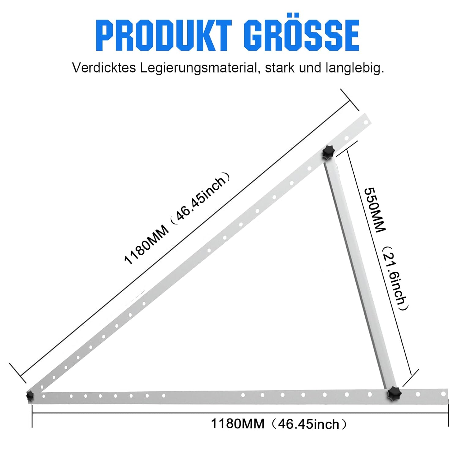 Solarmodul Halterung für 2 Module - 46,5 Zoll Photovoltaik Universal Solarmodul Halterungen 118CM Balkonkraftwerk Halterung, Winkel einstellbar 0-90° für Dachhalterungen Solarmodule