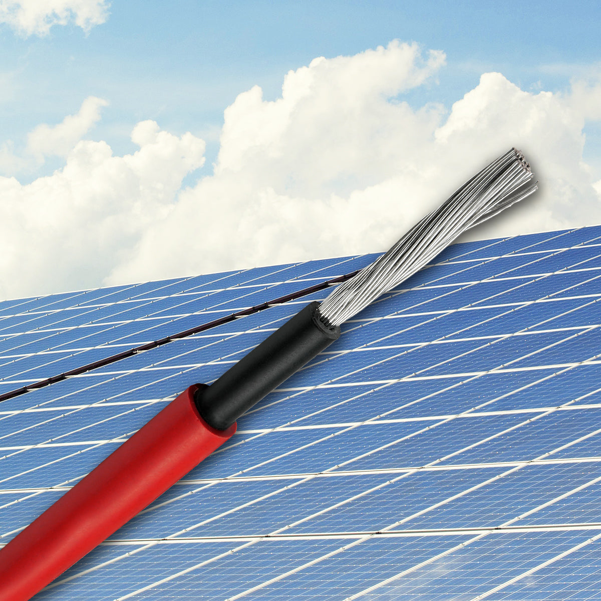 50m Solarkabel H1Z2Z2-K 6 mm² Photovoltaik Kabel für PV Anlagen rot