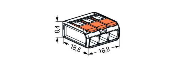 WAGO 221-413 Verbindungsklemme 3polig Compact mit Hebel transparent